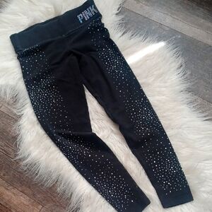 Y2K PINK Victoria's Secret Black Leggings with Rhinestones